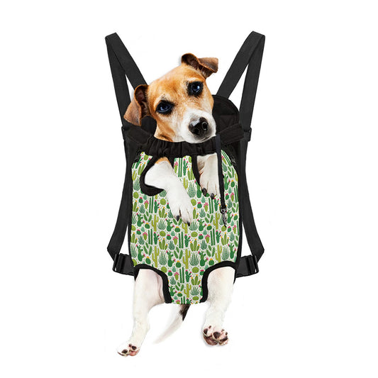 White Cactus Plant Pattern Print Pet Carrier Backpack