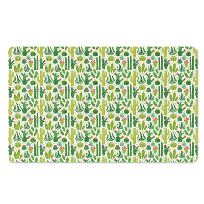 White Cactus Plant Pattern Print Polyester Doormat