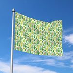 White Cactus Plant Pattern Print Polyester Flag