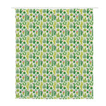 White Cactus Plant Pattern Print Polyester Shower Curtain