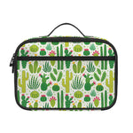 White Cactus Plant Pattern Print Portable Lunch Bag