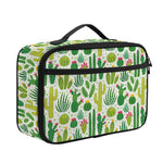 White Cactus Plant Pattern Print Portable Lunch Bag