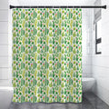 White Cactus Plant Pattern Print Premium Shower Curtain