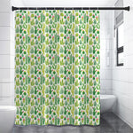 White Cactus Plant Pattern Print Premium Shower Curtain