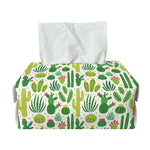 White Cactus Plant Pattern Print Rectangle Tissue Box Cover