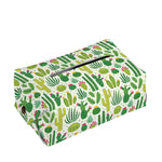 White Cactus Plant Pattern Print Rectangle Tissue Box Cover
