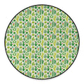 White Cactus Plant Pattern Print Round Floor Mat