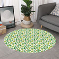 White Cactus Plant Pattern Print Round Rug