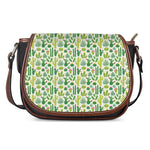 White Cactus Plant Pattern Print Saddle Bag