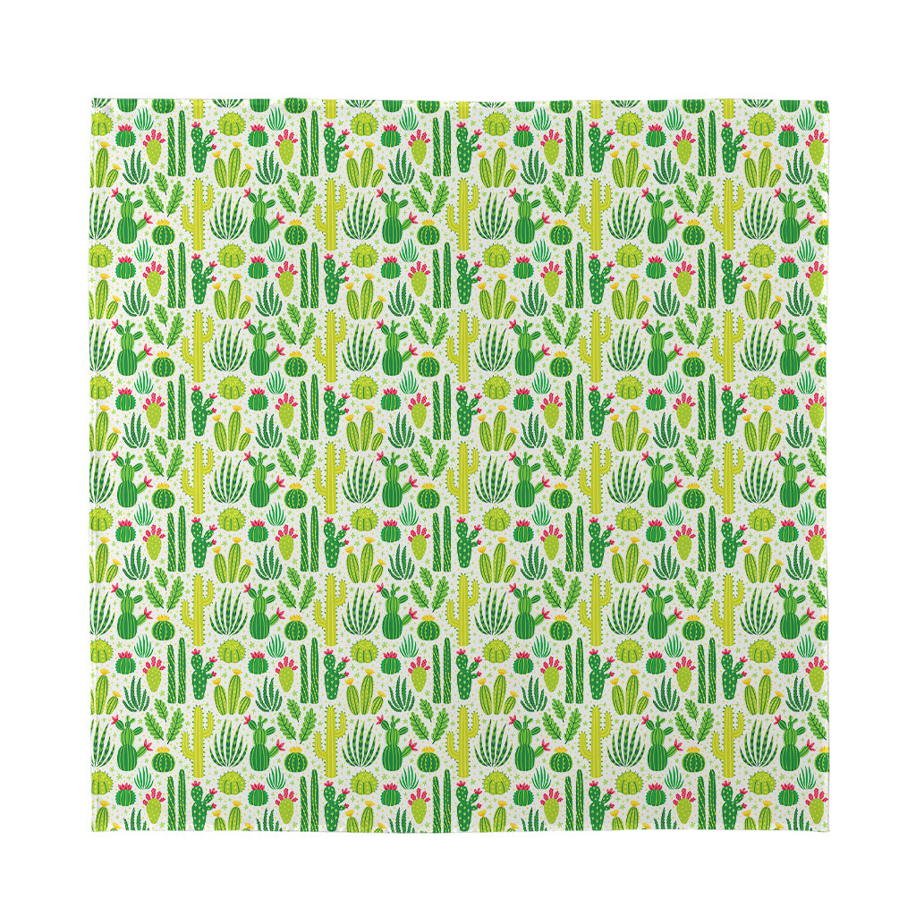 White Cactus Plant Pattern Print Silk Bandana