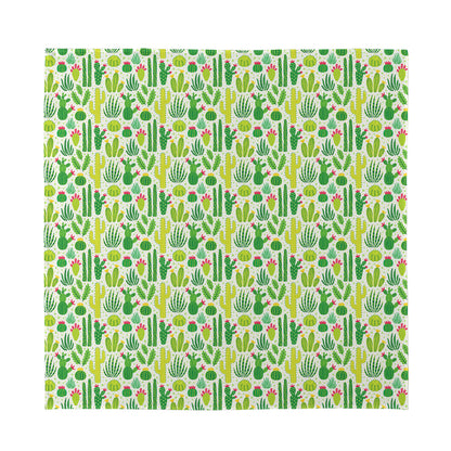 White Cactus Plant Pattern Print Silk Bandana