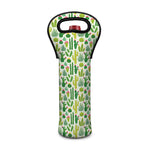 White Cactus Plant Pattern Print Single Neoprene Wine Tote