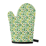 White Cactus Plant Pattern Print Single Oven Mitt