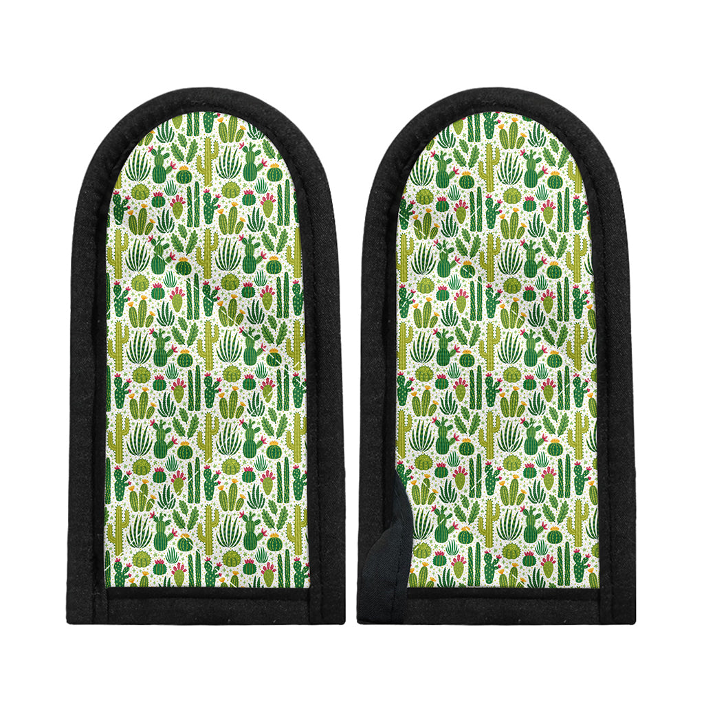 White Cactus Plant Pattern Print Skillet Handle Cover