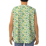 White Cactus Plant Pattern Print Sleeveless Baseball Jersey