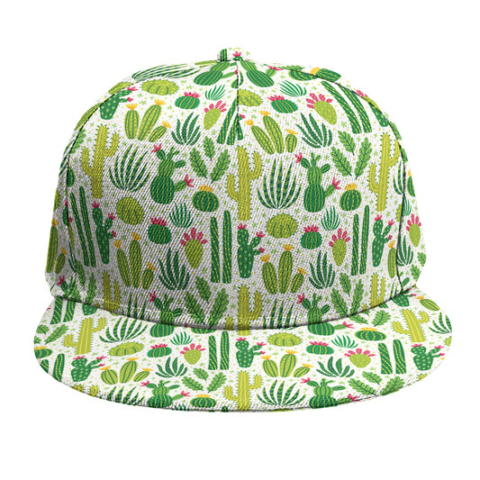 White Cactus Plant Pattern Print Snapback Cap