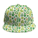 White Cactus Plant Pattern Print Snapback Cap