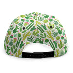 White Cactus Plant Pattern Print Snapback Cap