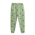 White Cactus Plant Pattern Print Sweatpants