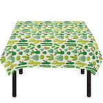 White Cactus Plant Pattern Print Tablecloth