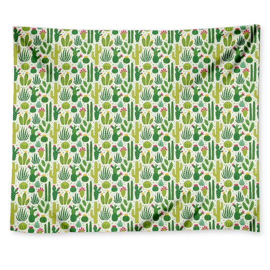 White Cactus Plant Pattern Print Tapestry