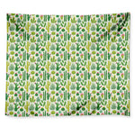White Cactus Plant Pattern Print Tapestry