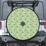 White Cactus Plant Pattern Print Tire Cover With Camera Hole