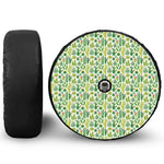 White Cactus Plant Pattern Print Tire Cover With Camera Hole