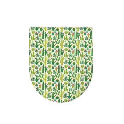 White Cactus Plant Pattern Print Toilet Lid Cover