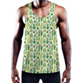 White Cactus Plant Pattern Print Men's Workout Tank Top