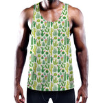 White Cactus Plant Pattern Print Training Tank Top