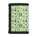 White Cactus Plant Pattern Print Trifold Wallet