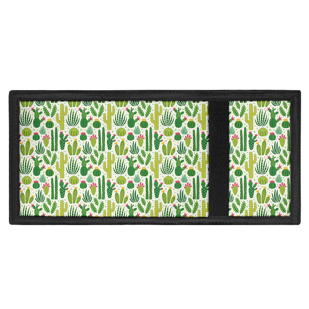 White Cactus Plant Pattern Print Trifold Wallet