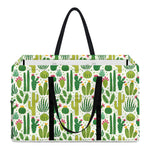 White Cactus Plant Pattern Print Utility Tote Bag