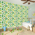 White Cactus Plant Pattern Print Wall Sticker
