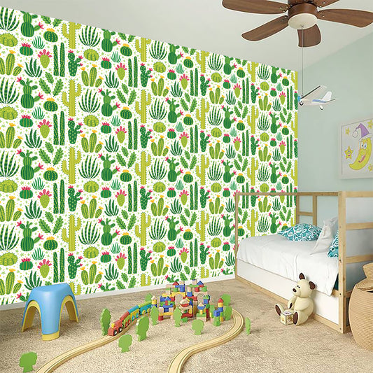 White Cactus Plant Pattern Print Wall Sticker