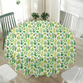 White Cactus Plant Pattern Print Waterproof Round Tablecloth
