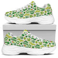 White Cactus Plant Pattern Print White Chunky Shoes