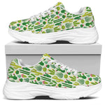 White Cactus Plant Pattern Print White Chunky Shoes
