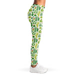 White Cactus Plant Pattern Print Women's Leggings