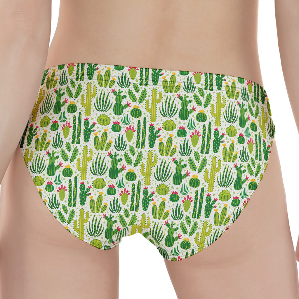 White Cactus Plant Pattern Print Women's Panties