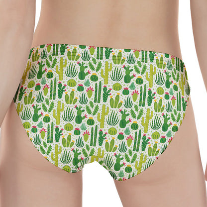 White Cactus Plant Pattern Print Women's Panties