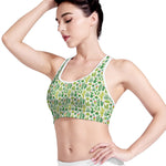 White Cactus Plant Pattern Print Women's Sports Bra