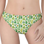 White Cactus Plant Pattern Print Women's Thong