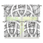 White Celtic Trinity Knot Symbol Print 3 Piece Kitchen Curtains