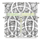 White Celtic Trinity Knot Symbol Print 3 Piece Kitchen Curtains