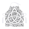 White Celtic Trinity Knot Symbol Print Adjustable Apron