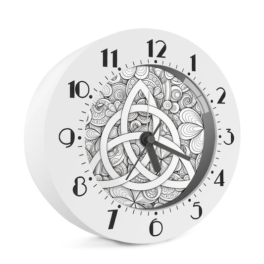 White Celtic Trinity Knot Symbol Print Alarm Clock