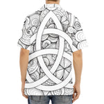 White Celtic Trinity Knot Symbol Print Aloha Shirt
