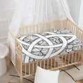 White Celtic Trinity Knot Symbol Print Baby Crib Sheet